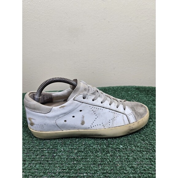 GOLDEN GOOSE SuperStar White Leather Suede Sneakers Perforated Stars EU 38 US 8 - Picture 7 of 15